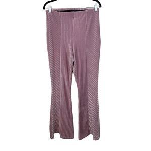 Free People Pants WOMENS XL Pink Pull on Velvet Corduroy Flare Bell Bottom